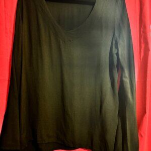 Michael Lauren Black Flutter Sleeve Long Sleeve Blouse | Large
